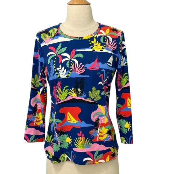 J. McLaughlin Wavesong Catalina Cloth Top Tropical Coral Ocean Colorful Size S - Picture 1 of 8
